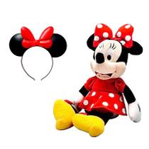 Boneca Pelúcia Minnie 45cm com Falante com Tiara de Orelhas - Multikids