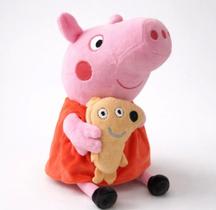 Boneca Pelúcia Peppa Pig com Ursinho Teddy Infantil