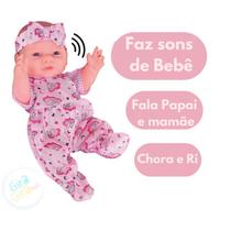 Boneca pepita faz sons de bebê boneca que chora e ri fala papai e mamãe brinquedos de menina