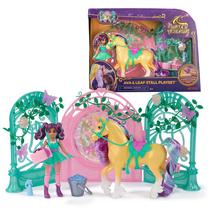 Boneca Playset Unicorn Academy Ava com barraca de folhas que muda de cor