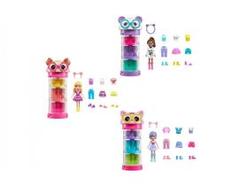 Boneca Polly Pocket Conjunto de Brinquedo Armário de Modas Giratório Bichinho HKW04 HKW06 - Mattel