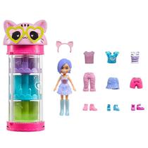 Boneca Polly Pocket Conjunto de Brinquedo Armário de Modas Giratório Gato HKW04 HKW07 - Mattel