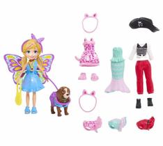 Boneca Polly Pocket Kit Cachorro e Fantasias Combinadas - Mattel