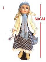 Boneca Porcelana Camponesa Francesa 60cm Cachos Lindos