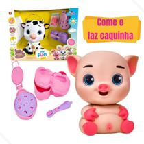 Boneca Porquinho Baby Come Faz Caquinha + Massinha Fraldinha