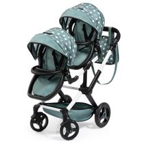Boneca Pram Bayer Pram Xeo Twin Estrelas verdes e brancas 46cm Boneca Pram Bayer Pram Xeo Twin Estrelas verdes e brancas 46cm