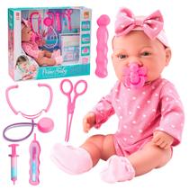 Boneca Prime Baby Cuidados Com Estetoscópio Termômetro Seringa E Acessórios Médicos