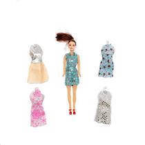 Boneca Princesa Articulável Troca Roupas Mia 28cm Mãe 7pcs Boneca Princesa Articulável Troca Roupas Mia 28cm Mãe 7pcs