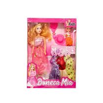 Boneca Princesa Articulável Troca Roupas Mia 28cm Mãe 7pcs