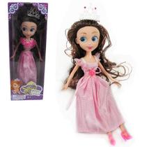 Boneca princesa do reino encantado com coroa + vestido na caixa - ARK BRASIL