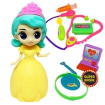 Boneca Princesa Médica 7 Peças Brinquedo Presente Menina Natal Maleta Doutora Consultório