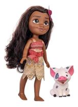 Boneca Princesa Moana Articulada E Porquinho Pua Vinil Filme Disney 36cm - Cotiplás