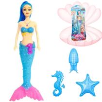 Boneca Princesa Sereia Barbie Cauda Ascende Luz Acessorios - Zoop Toys Presente