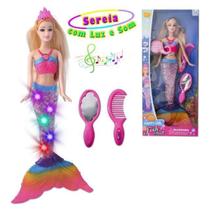 Boneca Princesa Sereia Happy Girl Fish Doll Musical 30 Cm