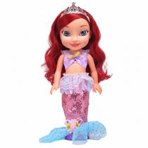 Boneca Princesa Sereia Que Fala Vestido Rosa Com Acessórios Articulada - Castela