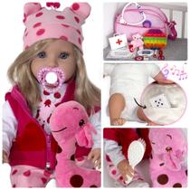 Boneca Princesa Susi Reborn Baby Infantil Loira Grande Fala