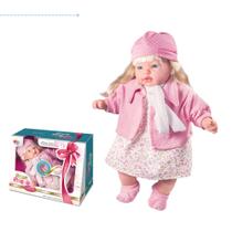 Boneca que fala bebe com cabelo nenem que canta bonequinha falante bebezao loira bonecona brinquedo - Milk Brinquedos