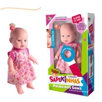 Boneca que fala faz sons de bebe chora ri fala mamae e papai da risada bonequinha falante bebezão - Milk Brinquedos