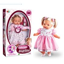 Boneca que fala frase com cabelo grande bebezao bonecona falante nenem loira e negra bebe mamadeira - Milk Brinquedos