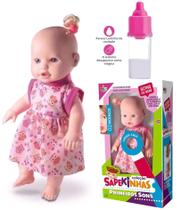 Boneca que fala primeiros sons bebe Sapekinhas + mamadeira magica - Milk Brinquedos