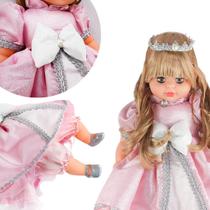Boneca Que Fala Princesa Addara Estilo Reborn com Vestido Delicado com Laço e Tiara - Anjo Brinquedos