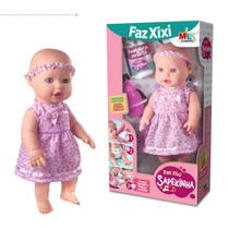Boneca que faz xixi bebe com mamadeira e fralda nenem menina brinquedo infantil bebezao bonequinha - Milk Brinquedos