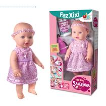 Boneca que faz xixi bebe com mamadeira e fralda nenem menina brinquedo infantil bebezao bonequinha