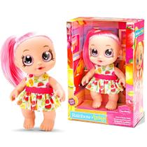 Boneca Rainbow Baby Moranguinho Frutinha 100% Vinil Zoiuda Cabelo Rosa