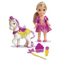 Boneca rapunzel com ponei e acessórios
