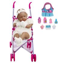 Boneca Real Bbê Reborn Negra 42cm + Carrinho e Bolsinha Boneca Real Bbê Reborn Negra 42cm + Carrinho e Bolsinha