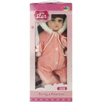 Boneca realista baby star macacao rosa 42cm bbr Boneca realista baby star macacao rosa 42cm bbr
