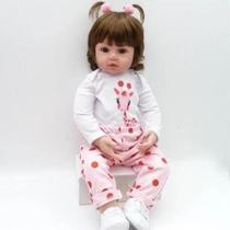 Boneca Realista Bebê Reborn Menina 3/4 Silicone 48 cm + Gira