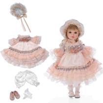 Boneca realista de 45 cm com vestido, sapatos, meias e acessórios para menina Boneca realista de 45 cm com vestido, sapatos, meias e acessórios para menina