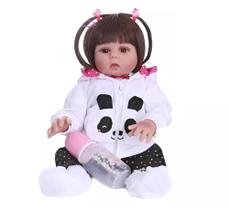 Boneca Realista Silicone Com Pelúcia Panda 48 Cm - Original