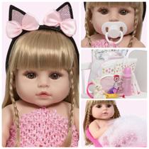 Boneca Reborn 100% Silicone Bailarina Loira Kit Acessórios Boneca Reborn 100% Silicone Bailarina Loira Kit Acessórios