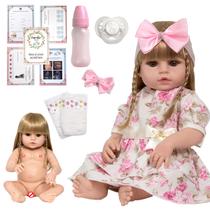 Boneca Reborn 100% Silicone Loira Princesa Com Acessórios
