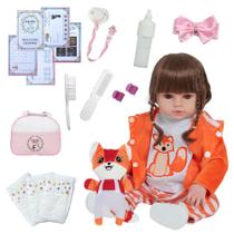 Boneca Reborn 100% Silicone Raposinha Enxoval Completo