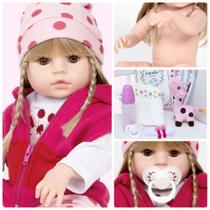 Boneca Reborn 100% Silicone Realista Girafa Loira