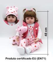 Boneca Reborn 48cm Silicone e Tecido Realista Baby Fashion