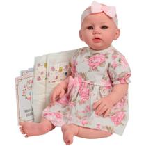 Boneca Reborn Abigail Careca 48cm Vestido Florido + Itens Boneca Reborn Abigail Careca 48cm Vestido Florido + Itens