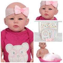 Boneca Reborn Abigail Carequinha Olhos Azuis Kit Itens