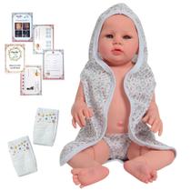 Boneca Reborn Abigail Corpo de Vinil Com Roupão 10 Itens