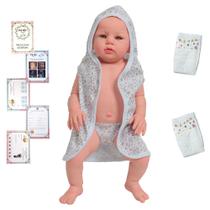 Boneca Reborn Abigail Corpo de Vinil Com Roupão 10 Itens