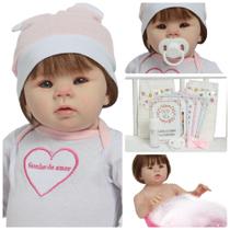 Boneca Reborn Abigail Fio a Fio Olhos Claros Lindo Conjunto