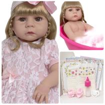 Boneca Reborn Abigail Loira Fofinha 46cm Com Vários Itens