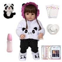 Boneca Reborn Abigail Pandinha Fofa Vários Itens Enxoval