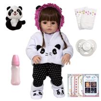 Boneca Reborn Abigail Pandinha Fofa Vários Itens Enxoval