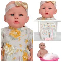 Boneca Reborn Abigail Pode Dar Banho Vestido Acessórios
