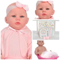 Boneca Reborn Abigail Recém Nascida Olho Claro + Acessórios