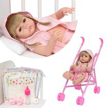 Boneca Reborn Abigail Recém Nascida Roupão Carrinho Passeio